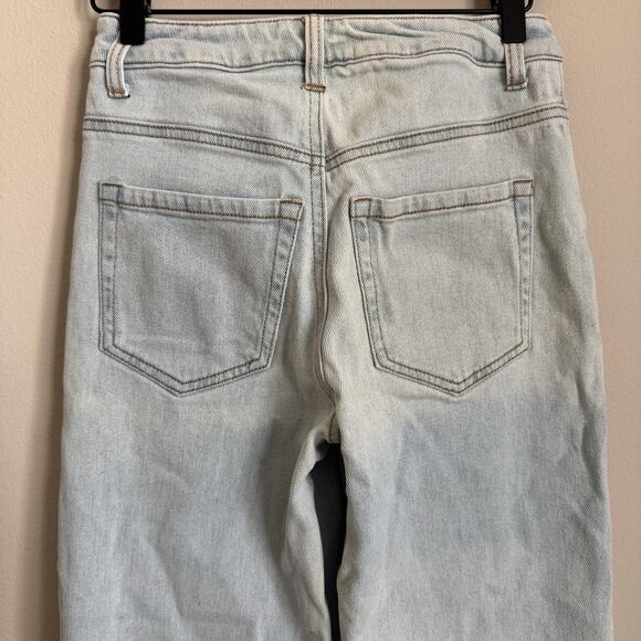 SO Womens Light Wash High Rise Wide Leg Raw Hem Denim Jeans Size 0 / 24 Pants - Picture 8 of 9